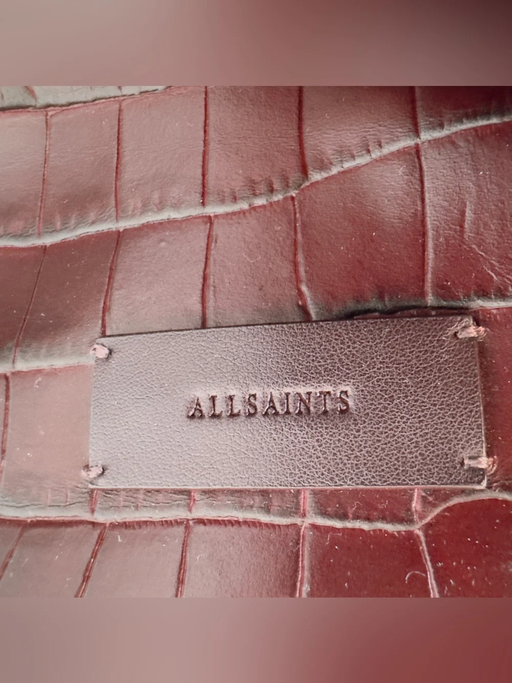 Like NEW AllSaints Polly North/South Crocodile-Embossed Leather Tote Bag
